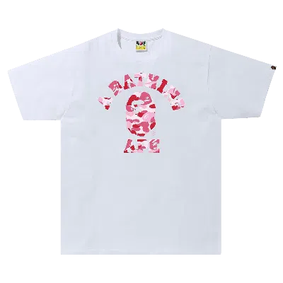 Pre-owned Bape Abc Camo College Tee 'white/pink'