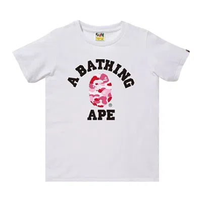 Pre-owned Bape Abc Camo College Tee 'white/pink'