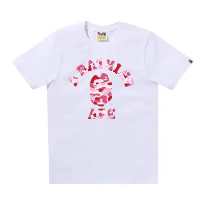 Pre-owned Bape Abc Camo College Tee 'white/pink' | Women's Size Xs