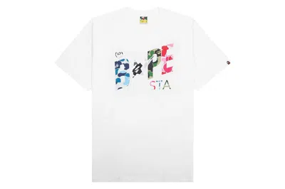 Pre-owned Bape Abc Camo Crazy  Sta Logo Tee White
