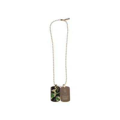 Pre-owned Bape Abc Camo Dog Tag Set Necklace 'gold'