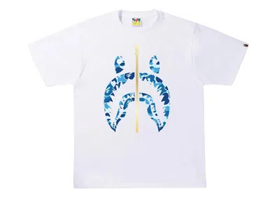Pre-owned Bape Abc Camo Gold Zip Shark T-shirt White/ White/blue