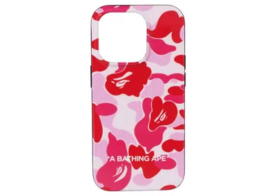Pre-owned Bape Abc Camo Iphone 14 Pro Case In Pink