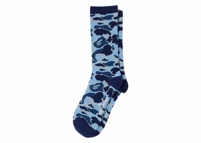 Pre-owned Bape Abc Camo Jacquard Socks In Blue