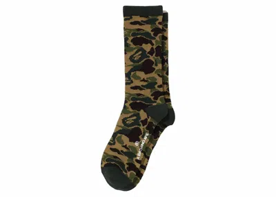Pre-owned Bape Abc Camo Jacquard Socks In Green