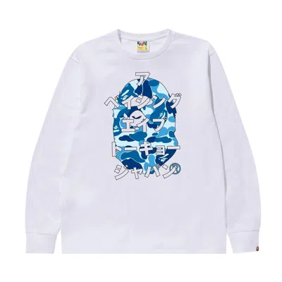 Pre-owned Bape Abc Camo Japanese Letters Long-sleeve Tee 'white/blue'