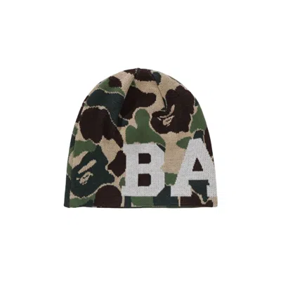 Pre-owned Bape Abc Camo Knit Cap 'green' | Men's Size Onesize
