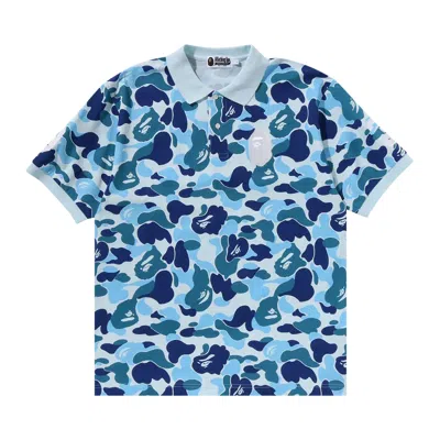 Pre-owned Bape Abc Camo Large Ape Head Polo 'blue'