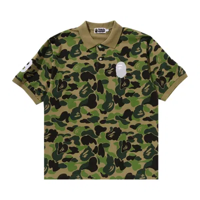 Pre-owned Bape Abc Camo Large Ape Head Polo 'green'