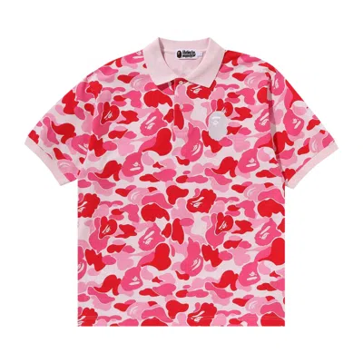 Pre-owned Bape Abc Camo Large Ape Head Polo 'pink'