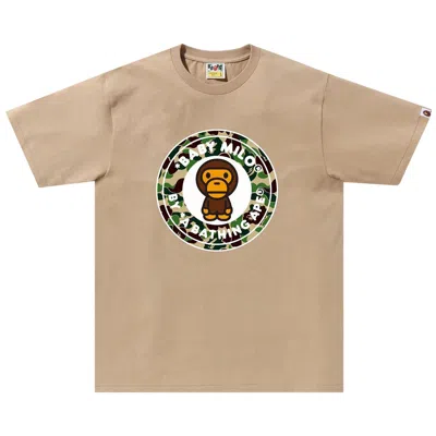 Pre-owned Bape Abc Camo Milo Busy Works Tee 'beige/green' In Tan