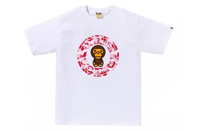 Pre-owned Bape Abc Camo Milo Busy Works Tee White/pink