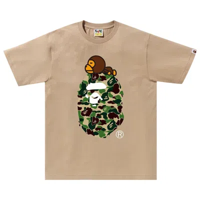 Pre-owned Bape Abc Camo Milo On Big Ape Tee 'beige/green' In Tan