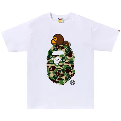 Pre-owned Bape Abc Camo Milo On Big Ape Tee 'white/green'