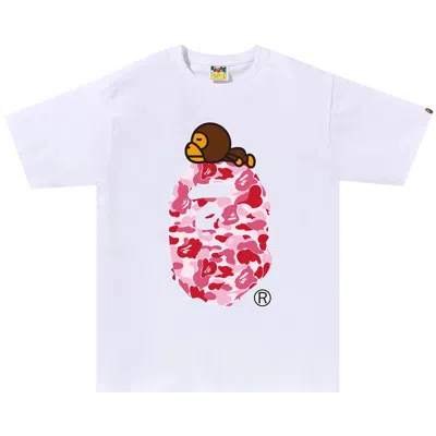 Pre-owned Bape Abc Camo Milo On Big Ape Tee 'white/pink'