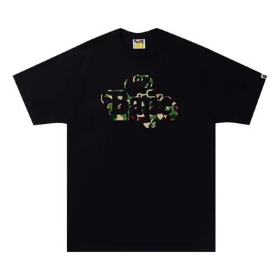 Pre-owned Bape Abc Camo Milo On Tee 'black/green'