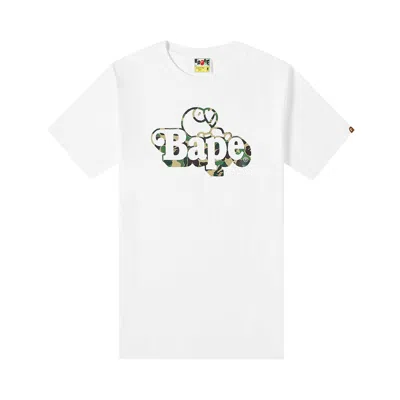Pre-owned Bape Abc Camo Milo On Tee 'white/green'