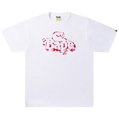 Pre-owned Bape Abc Camo Milo On Tee 'white/pink' | Men's Size Xl