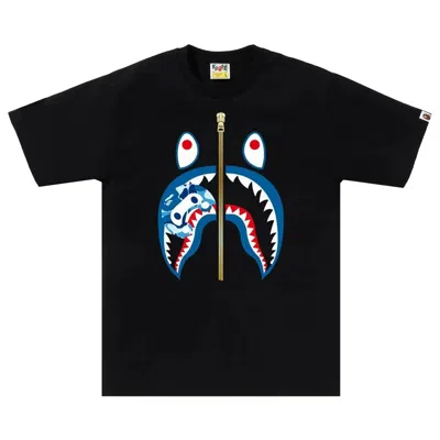 Pre-owned Bape Abc Camo Milo Shark Tee 'black/blue' | Men's Size L
