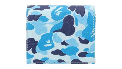 Pre-owned Bape Abc Camo Mini Wallet (2025) In Blue