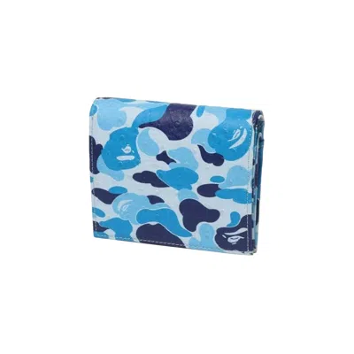 Pre-owned Bape Abc Camo Mini Wallet 'blue' | Men's Size Onesize