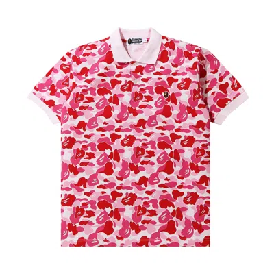 Pre-owned Bape Abc Camo One Point Polo 'pink'