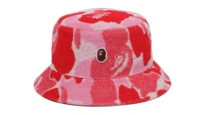 Pre-owned Bape Abc Camo Pile Jacquard Bucket Hat In Pink