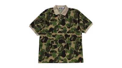 Pre-owned Bape Abc Camo Pile Jacquard Relaxed Fit Polo Shirt In Green