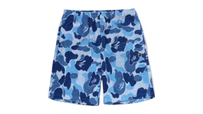 Pre-owned Bape Abc Camo Pile One Point Sweat Shorts In Blue