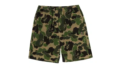 Pre-owned Bape Abc Camo Pile One Point Sweat Shorts In Green