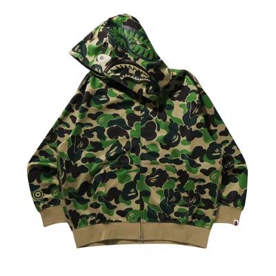 Pre-owned Bape Abc Camo Rayon Relaxed Fit Shark Full Zip Hoodie 'green' | Men's Size Xxl