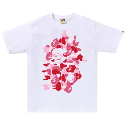 Pre-owned Bape Abc Camo Rebuild Big Ape Head Tee 'white/pink'