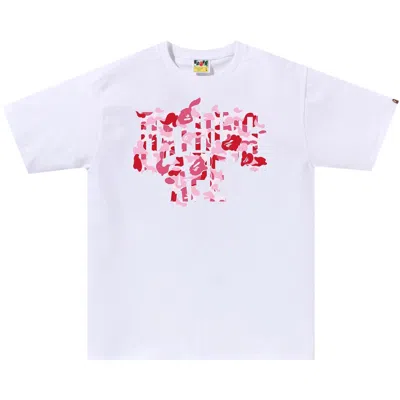 Pre-owned Bape Abc Camo Rebuild Nyc Logo Tee 'white/pink' | Men's Size Xxl
