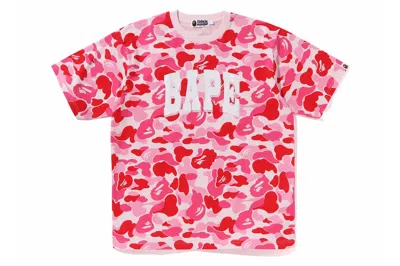 Pre-owned Bape Abc Camo Relaxed Fit Logo Tee Pink