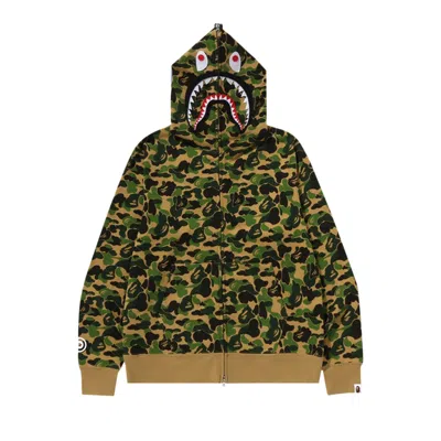 Pre-owned Bape Abc Camo Separate Shark Full Zip Hoodie 'green' | Men's Size Xl
