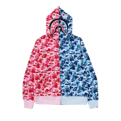 Pre-owned Bape Abc Camo Separate Shark Full Zip Hoodie 'pink'