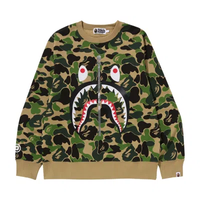 Pre-owned Bape Abc Camo Shark Crewneck Sweatshirt 'green' | Men's Size Xxxl