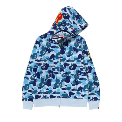 Pre-owned Bape Abc Camo Shark Full Zip Hoodie 'blue'