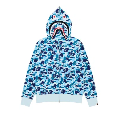 Pre-owned Bape Abc Camo Shark Full Zip Hoodie 'blue'