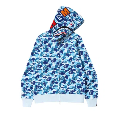 Pre-owned Bape Abc Camo Shark Full Zip Hoodie 'blue'