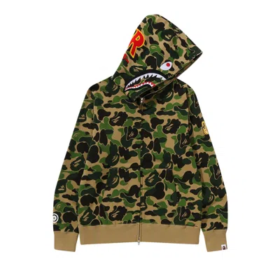 Pre-owned Bape Abc Camo Shark Full Zip Hoodie 'green'