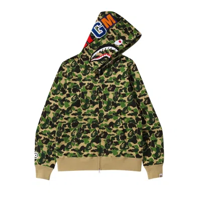 Pre-owned Bape Abc Camo Shark Full Zip Hoodie 'green'
