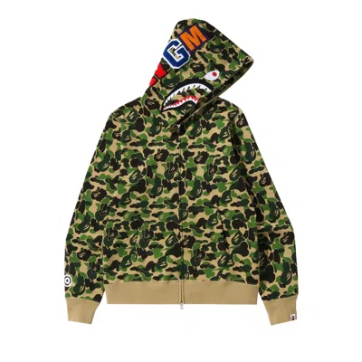 Pre-owned Bape Abc Camo Shark Full Zip Hoodie 'green'