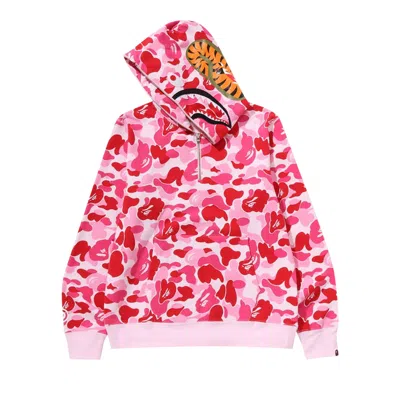 Pre-owned Bape Abc Camo Shark Half Zip Pullover Hoodie 'pink' | Men's Size L