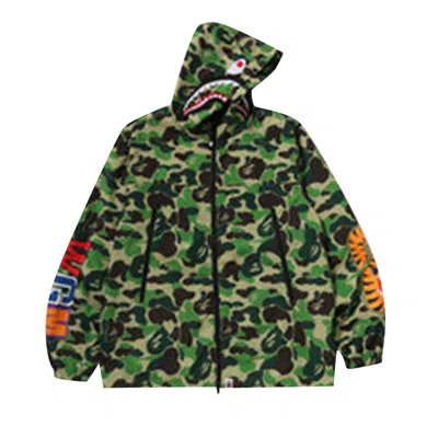 Pre-owned Bape Abc Camo Shark Hoodie Jacket 'green' | Men's Size L