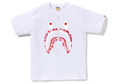 Pre-owned Bape Abc Camo Shark Silver Zip T-shirt White/ White/pink