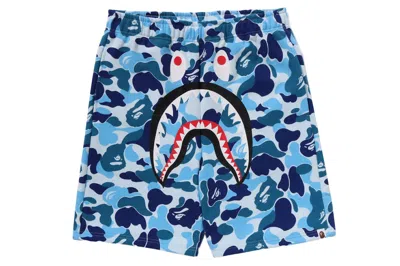 Pre-owned Bape Abc Camo Shark Sweat Shorts Blue