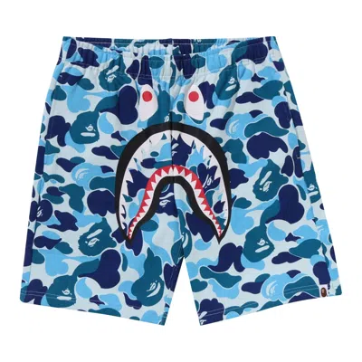 Pre-owned Bape Abc Camo Shark Sweat Shorts 'blue' | Men's Size M