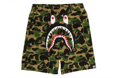 Pre-owned Bape Abc Camo Shark Sweat Shorts Green