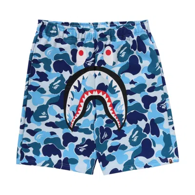 Pre-owned Bape Abc Camo Shark Sweatshorts 'blue'
